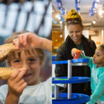 Various images of people in the museums.