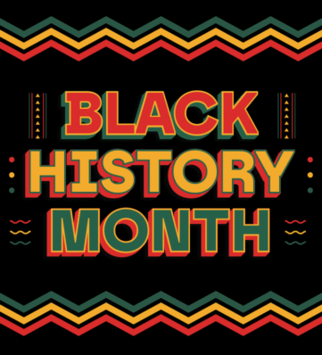 A colorful graphic reading Black History Month