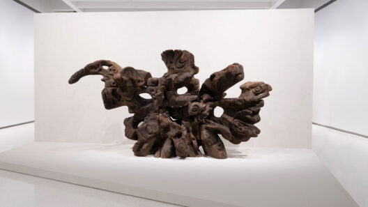 A large wood carving