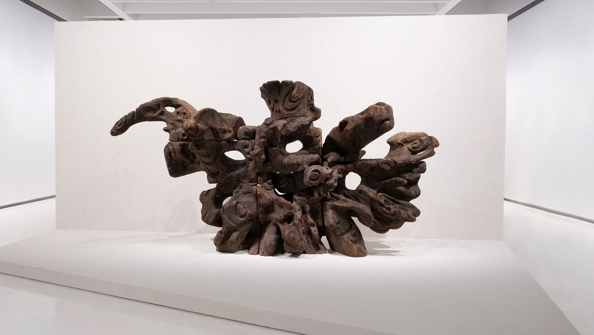 A large wood carving