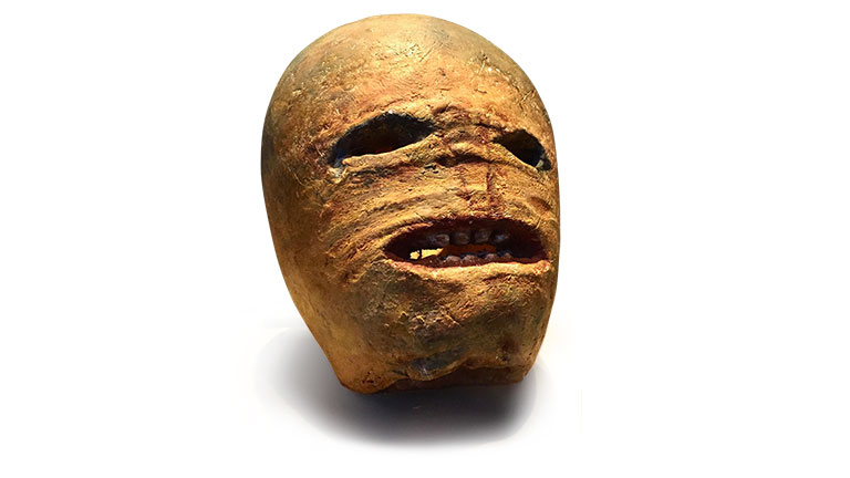 A traditional Irish turnip jack-o’-lantern from the early 20th centur