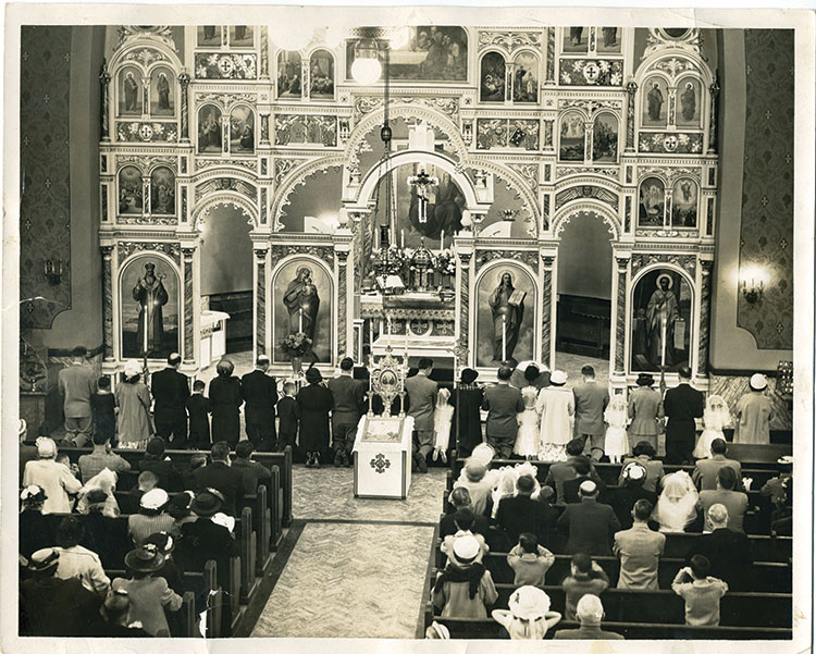 An archive photo of a church service.