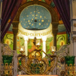 An alter with colorful icons.