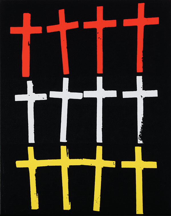 A painting of 12 crosses by Andy Warhol