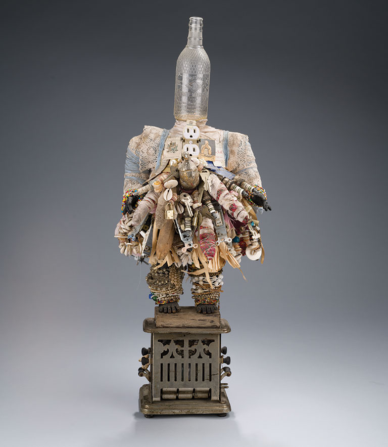 A sculpture made from found items.