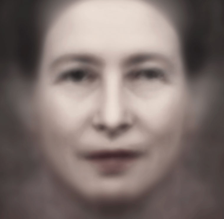 An out of focus photo of a women's face
