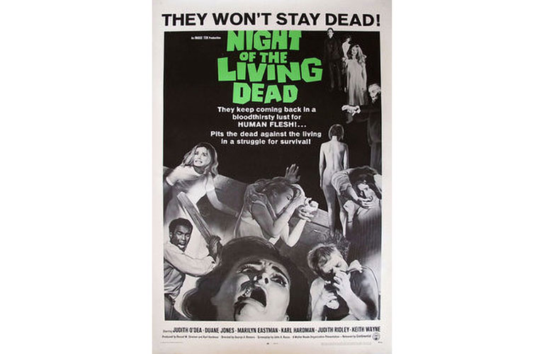 A vintage poster from the movie night of the living dead
