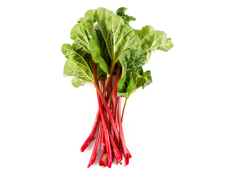 A photo of a shoot of rhubarb