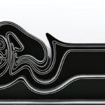 A black and silver abstract-shaped bookcase