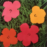 A colorful painting of 4 flowers
