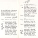 Magazine spread featuring a black-and-white portrait of Sally Dixon alongside an interview, biography, and handwritten editorial annotations.