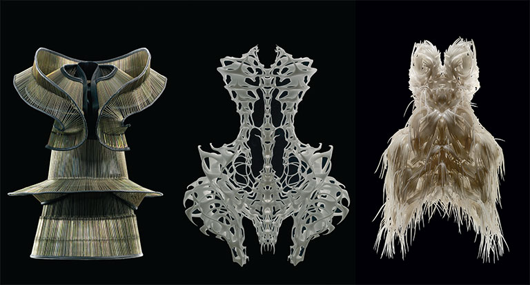 Three dresses created by Iris van Herpen