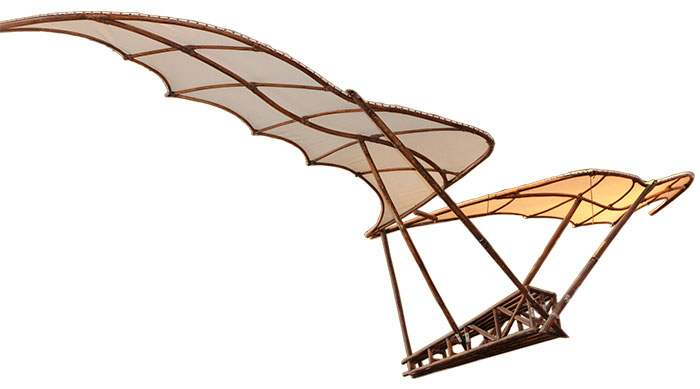 A model of da Vinci's flying machine.