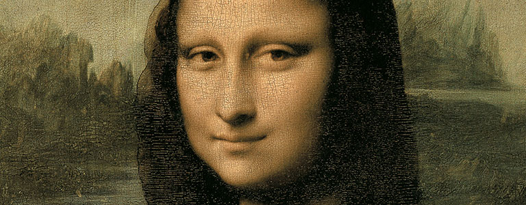 A cropped version of da Vinvi's Mona Lisa painting