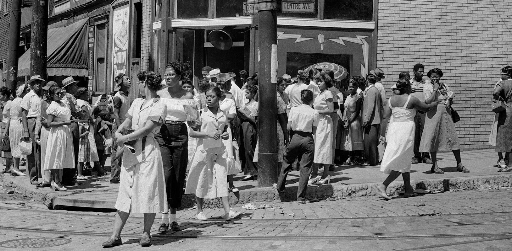 Small crowd gathered outside Studio Dee, WHOD radio station