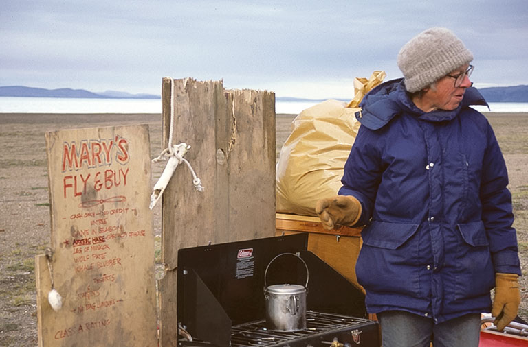 Mary Dawson at a camp in the arctic.