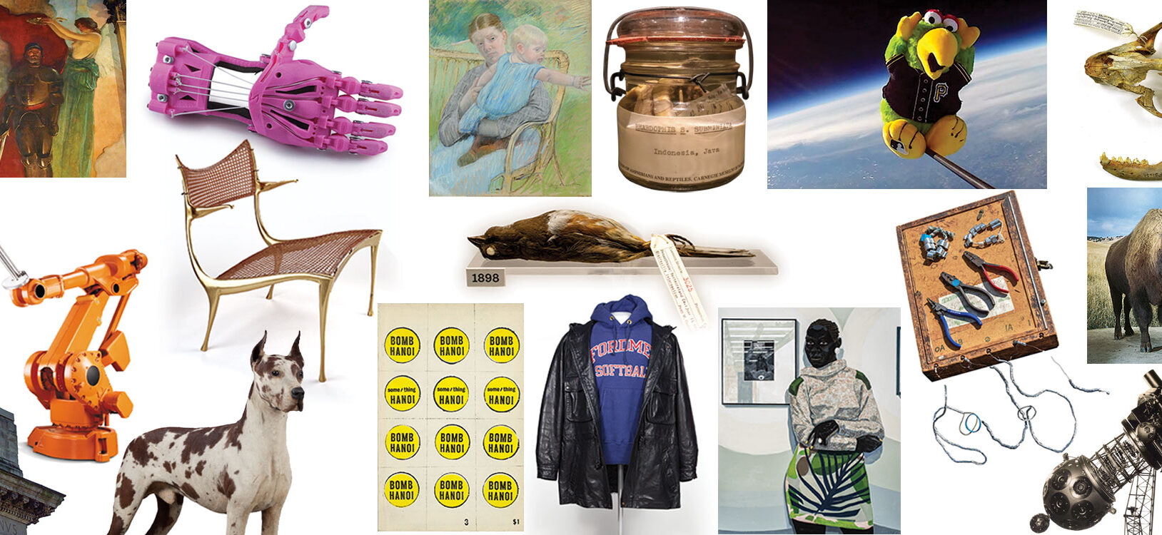 A collage of objects from the Museum collections