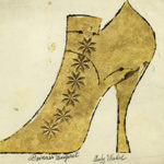 An illustration of a gold shoe by Andy Warhol