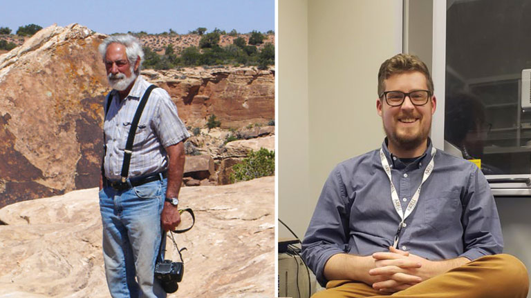 Two photos of scientists. Dave Berman and Travis Olds