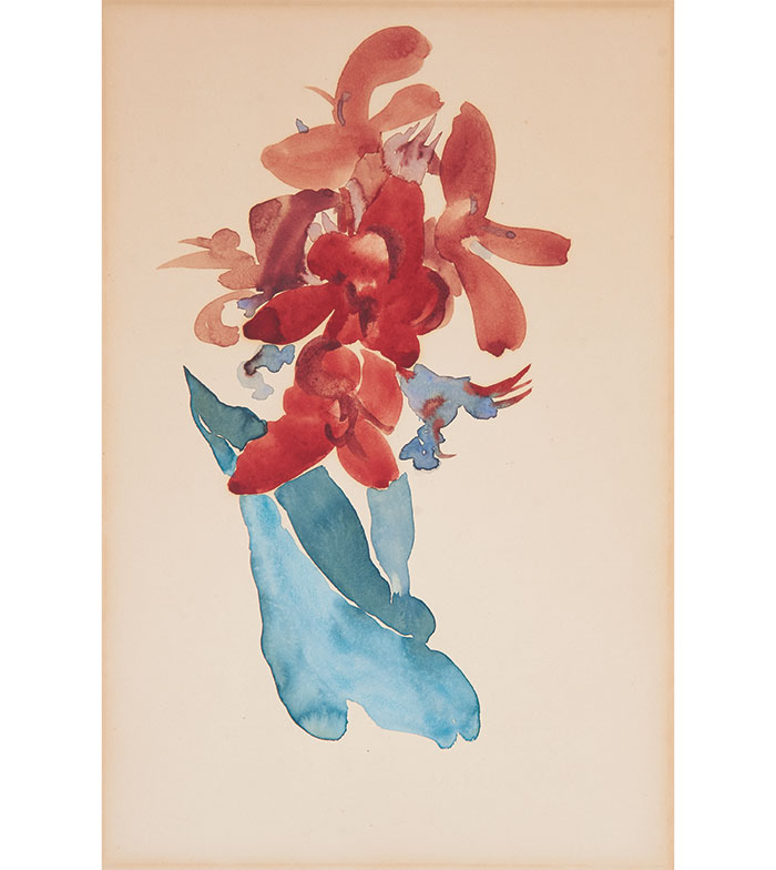 A painting of a red canna by Georgia O’Keeffe.