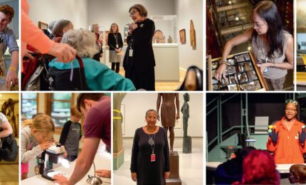 a collage of museum volunteers.
