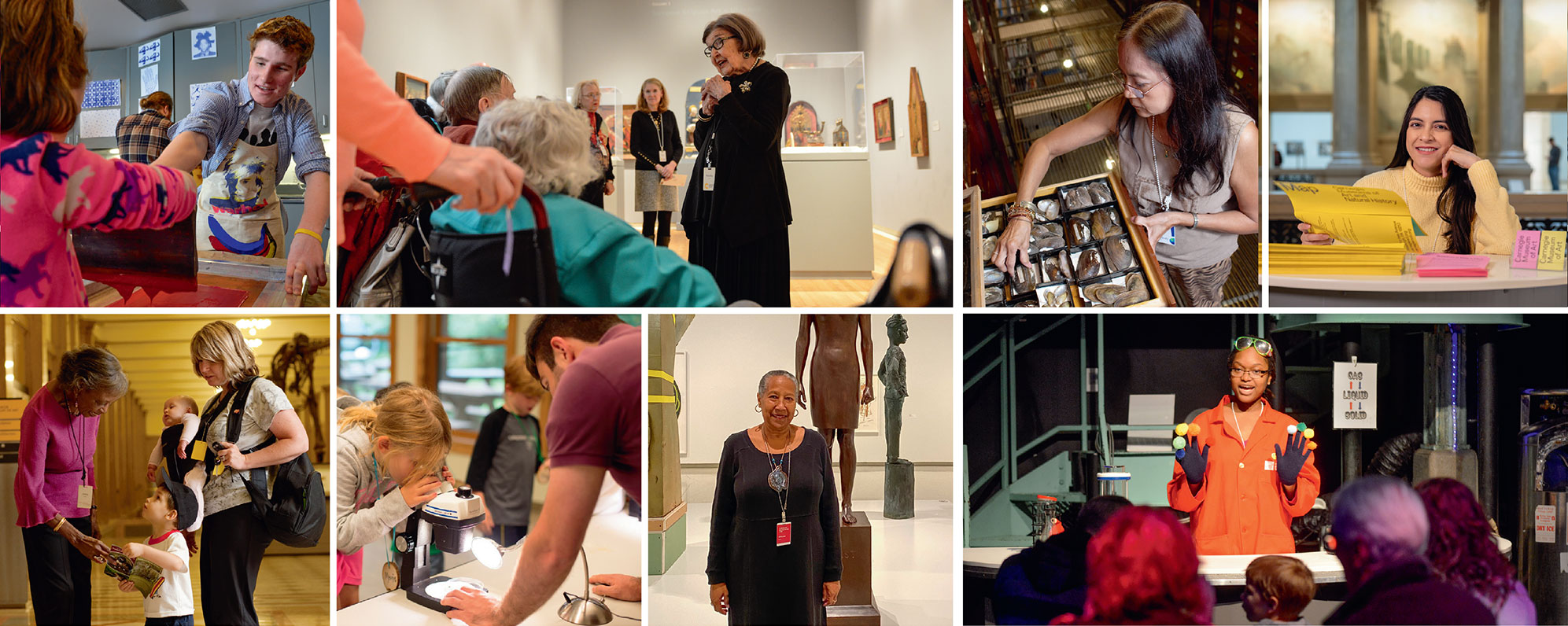 a collage of museum volunteers.