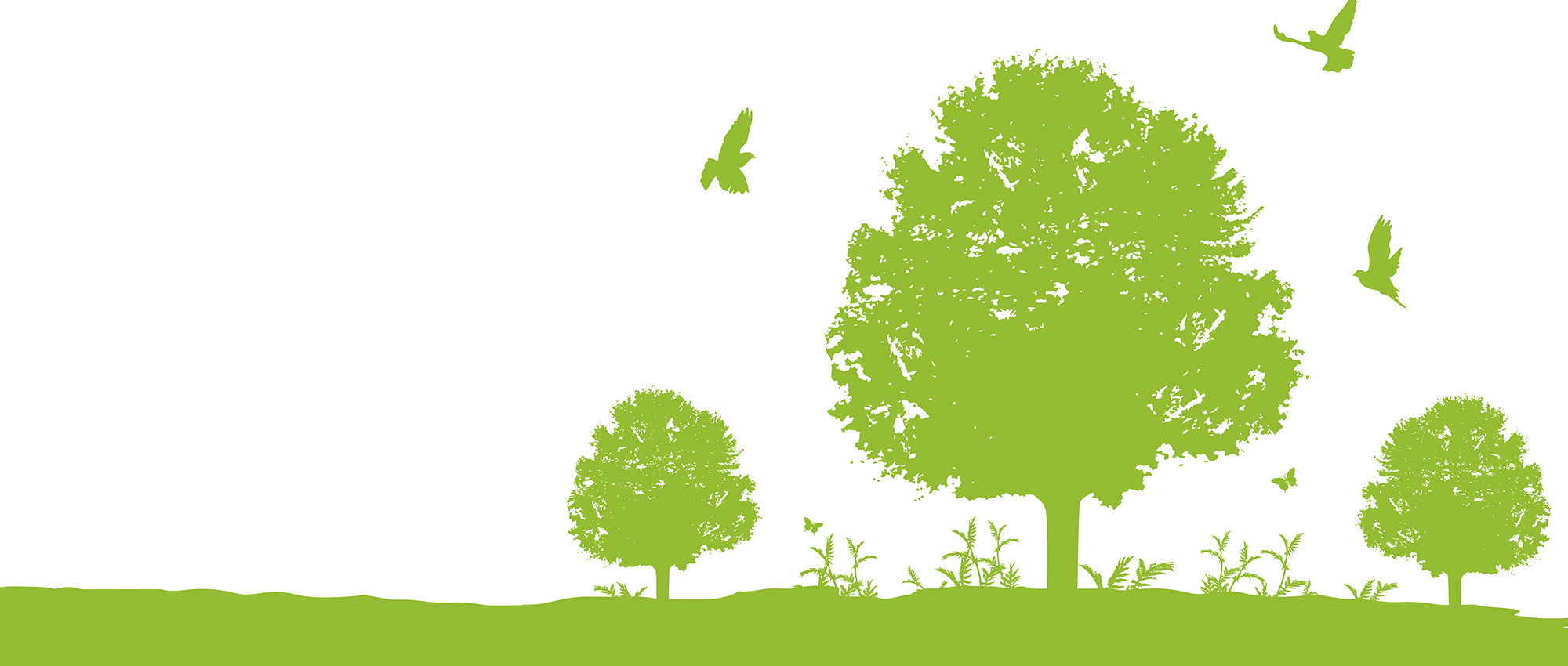 Green silhouette Illustration of trees and birds