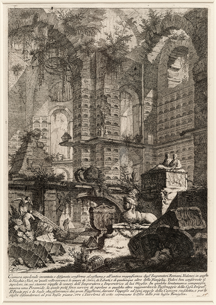 black and white print depicting ancient rome burning