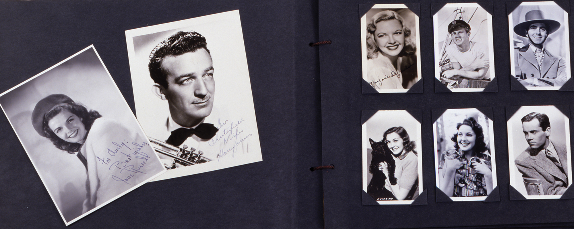 scrapbook with photos of old movie stars