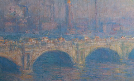 A detail of Monet's waterloo bridge painting