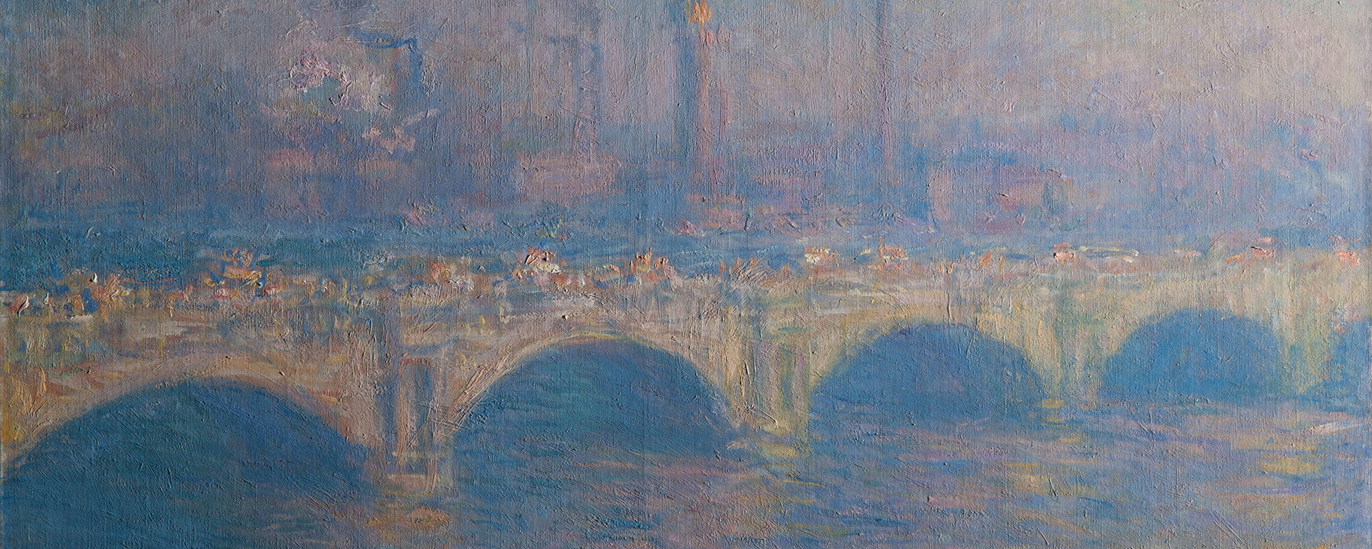 A detail of Monet's waterloo bridge painting