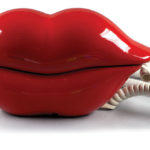 A telephone in the shape of a large pair of red lips.
