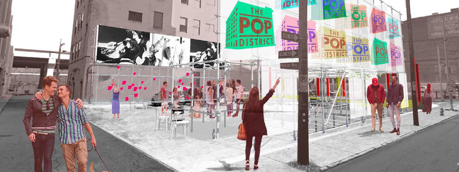 An artist's rendering of the Warhol Pop District