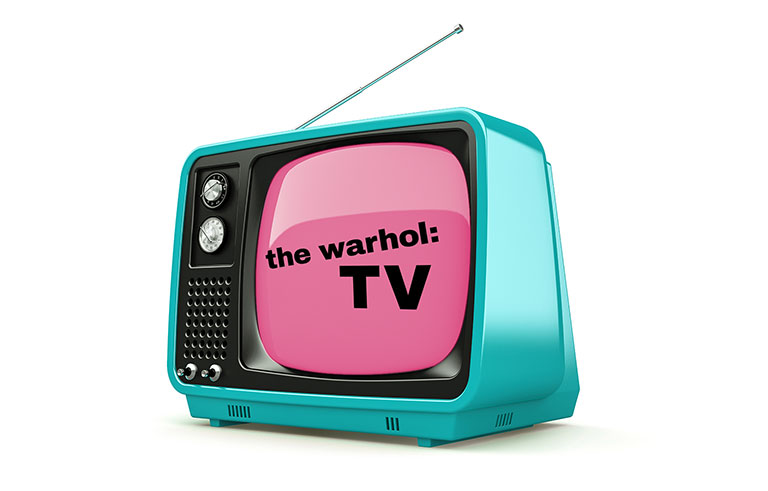 vintage tv with The Warhol TV type on screen