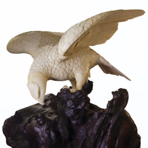 A large eagle carved out of ivory.