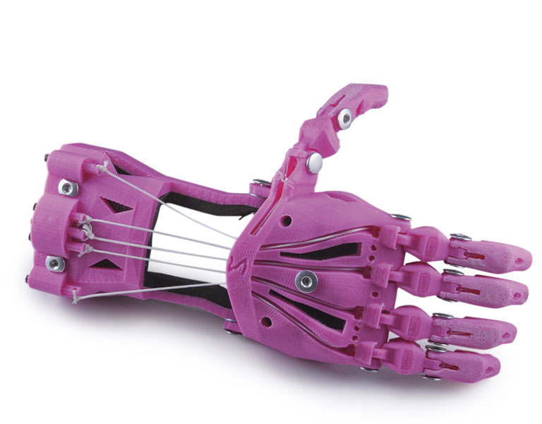 A pink, plastic, artificial hand.