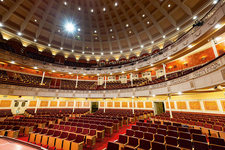 A wide angle photo of Carnegie Music hall.