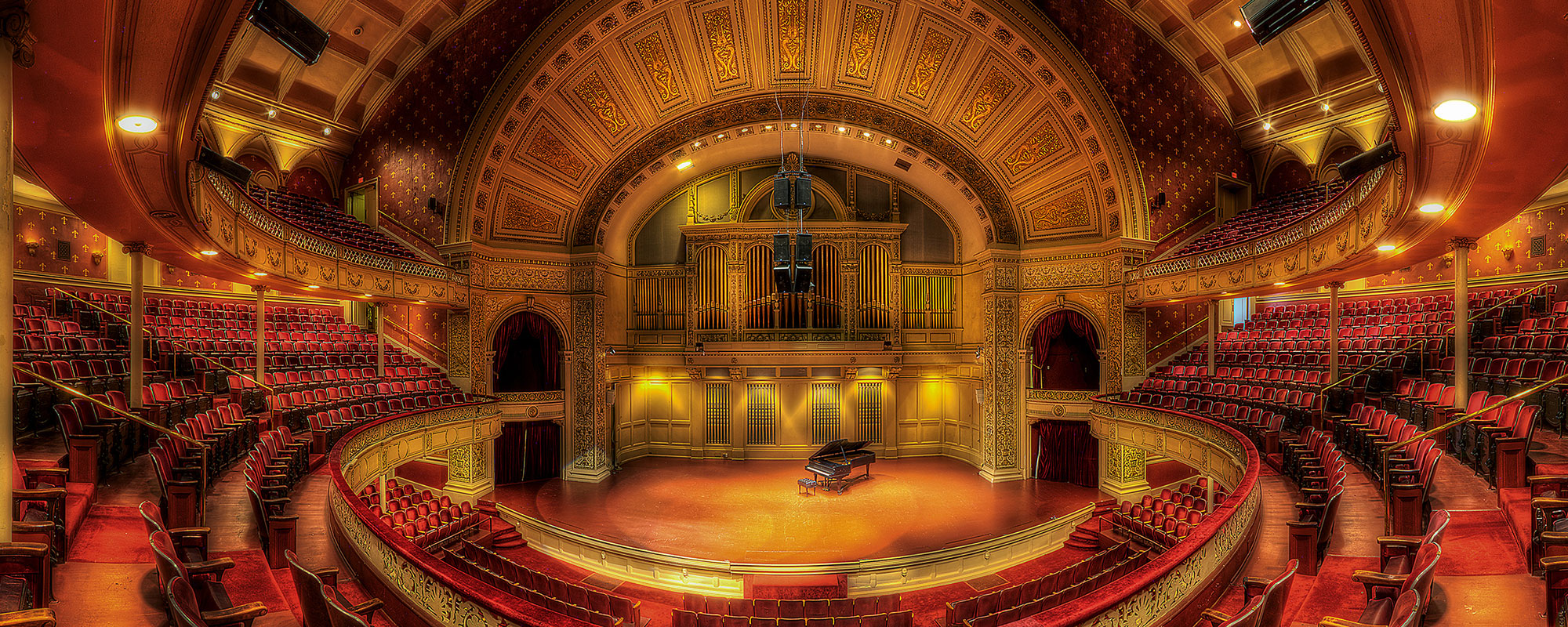 Dramatic, panoramic view of Carnegie Music Hall