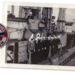A vintage patch and photo from the Requin submarine's history