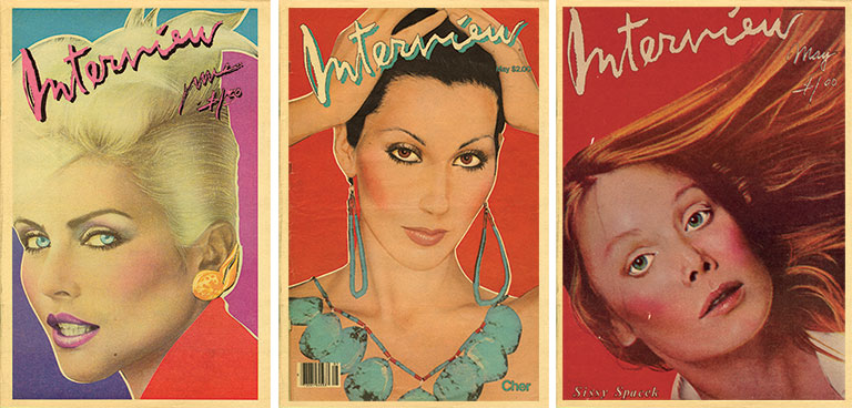 3 Covers of Interview magazine featuring Debbie Harry, Cher, and Jody Foster