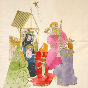 A detail of a holiday card by Andy Warhol