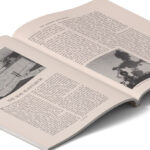 Open book with text and two black-and-white photos on each page. The image conveys an informative and historical tone, with visible page curvature.