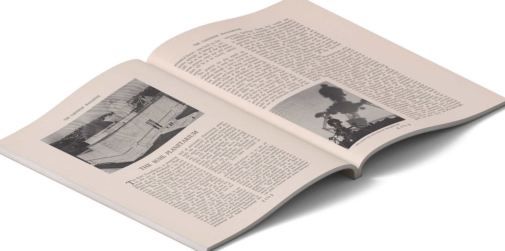 Open book with text and two black-and-white photos on each page. The image conveys an informative and historical tone, with visible page curvature.